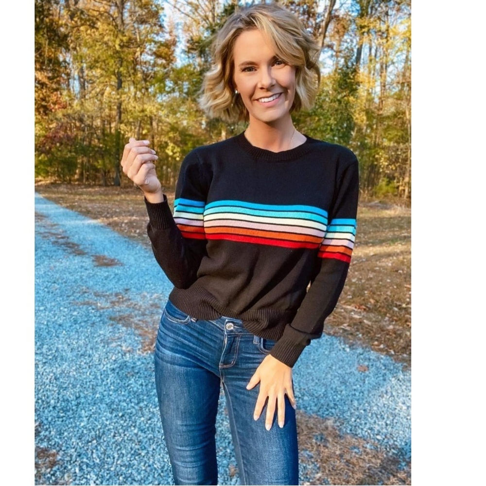 HERA COLLECTION Rainbow mid length Sweater Size Large - Picture 7 of 12